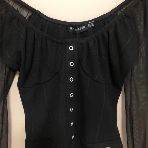 PLT black mesh sleeves bodysuit - Picture 3 of 5